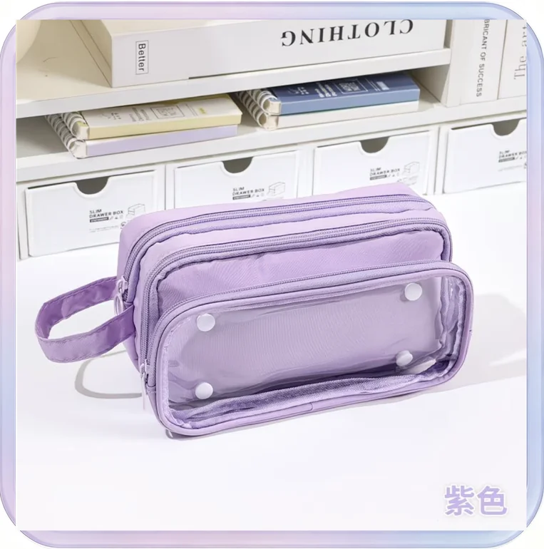 No_300_Navy blue double-layer color-block dopamine double-layer color-block lunch bag bento bag