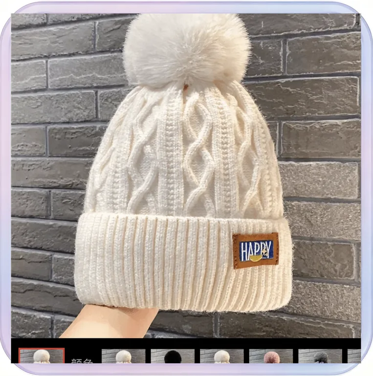 No_715_Winter hat for women, new style with fleece lining, ear-flap knitted hat, versatile