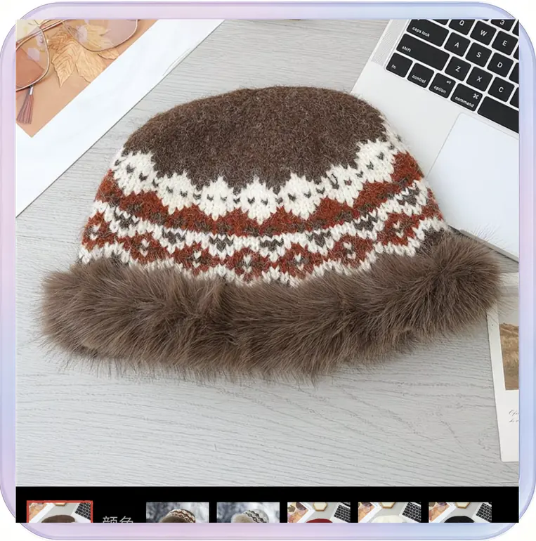 No_727_Autumn/Winter Women's Hat, Large Head Circumference Thick Warm Basin Hat (Coffee)